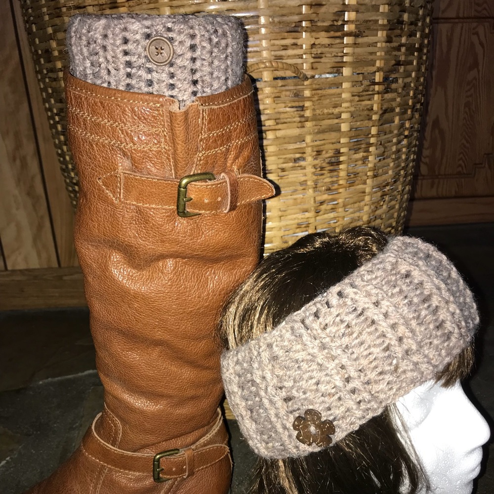Boot cuff and headband, ear warmer set